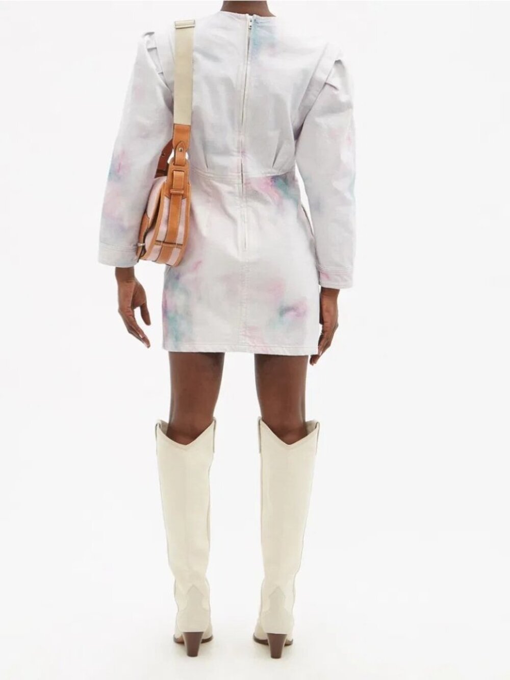 NWT Isabel Marant Étoile Robe Lacanau Women's Tie-Dye Denim Mini Dress Sz 8 3638 - Picture 6 of 15